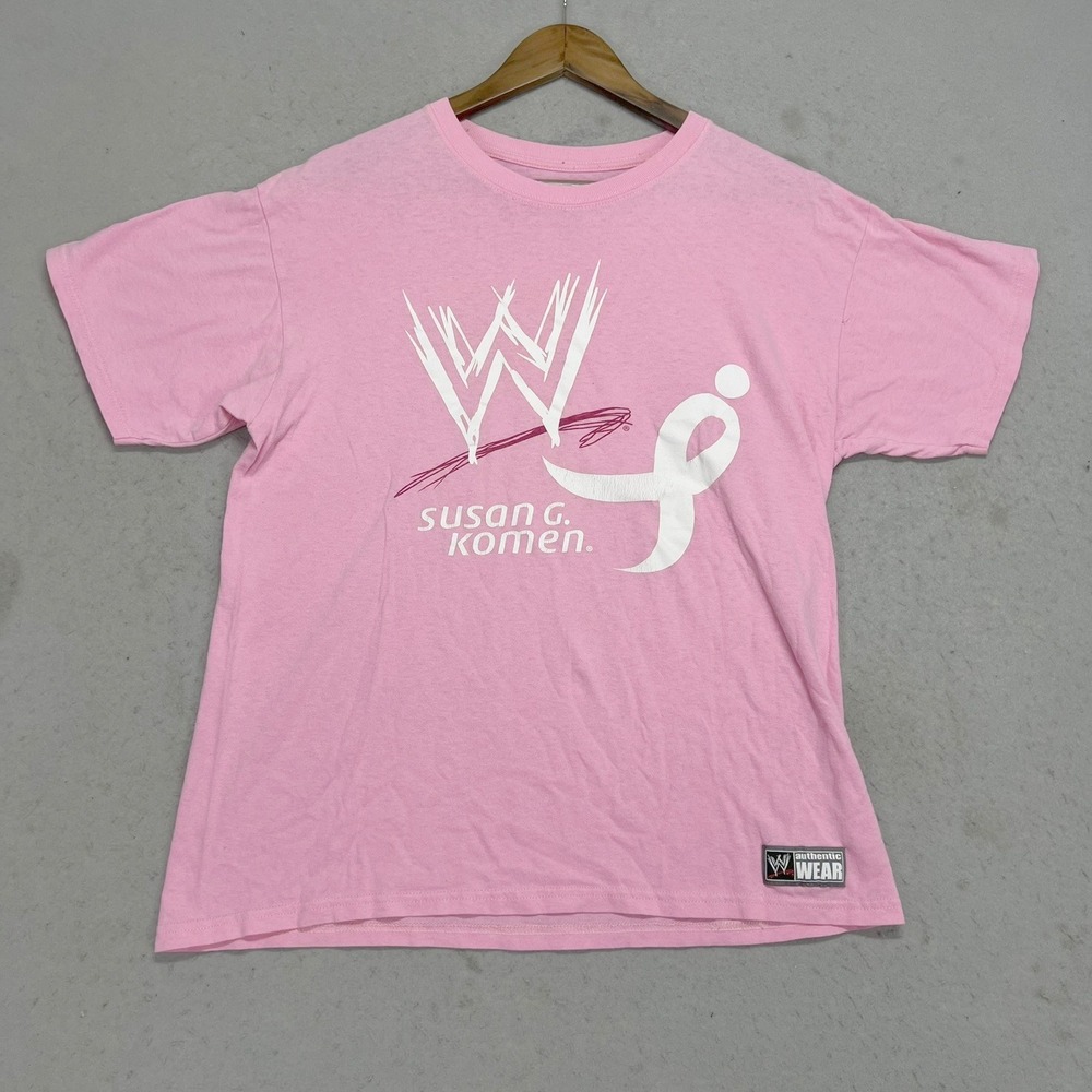 WWE Susan G Komen Rise Above Cancer Pink Graphic T-Shirt Womens L Pro Wrestling